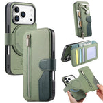 Shockproof Leather Flip Case with Detachable Zipper Wallet for iPhone 17 Series
