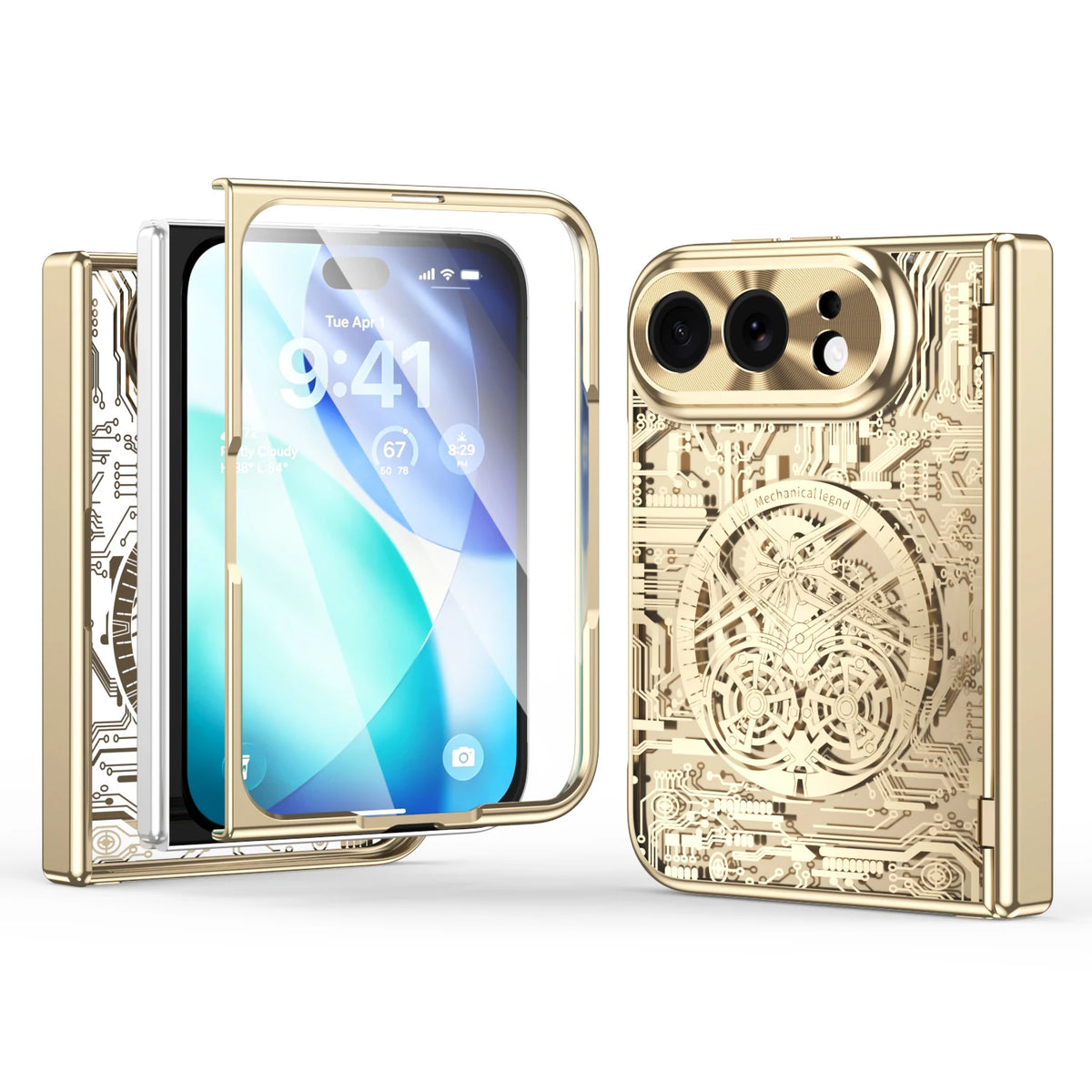 Gold-Tone Hinge Protection Case with Raised Camera Ring for iPhone Duo
