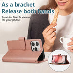 Leather Crossbody Wallet Case with Card Holder & Wrist Strap for iPhone 16 Series