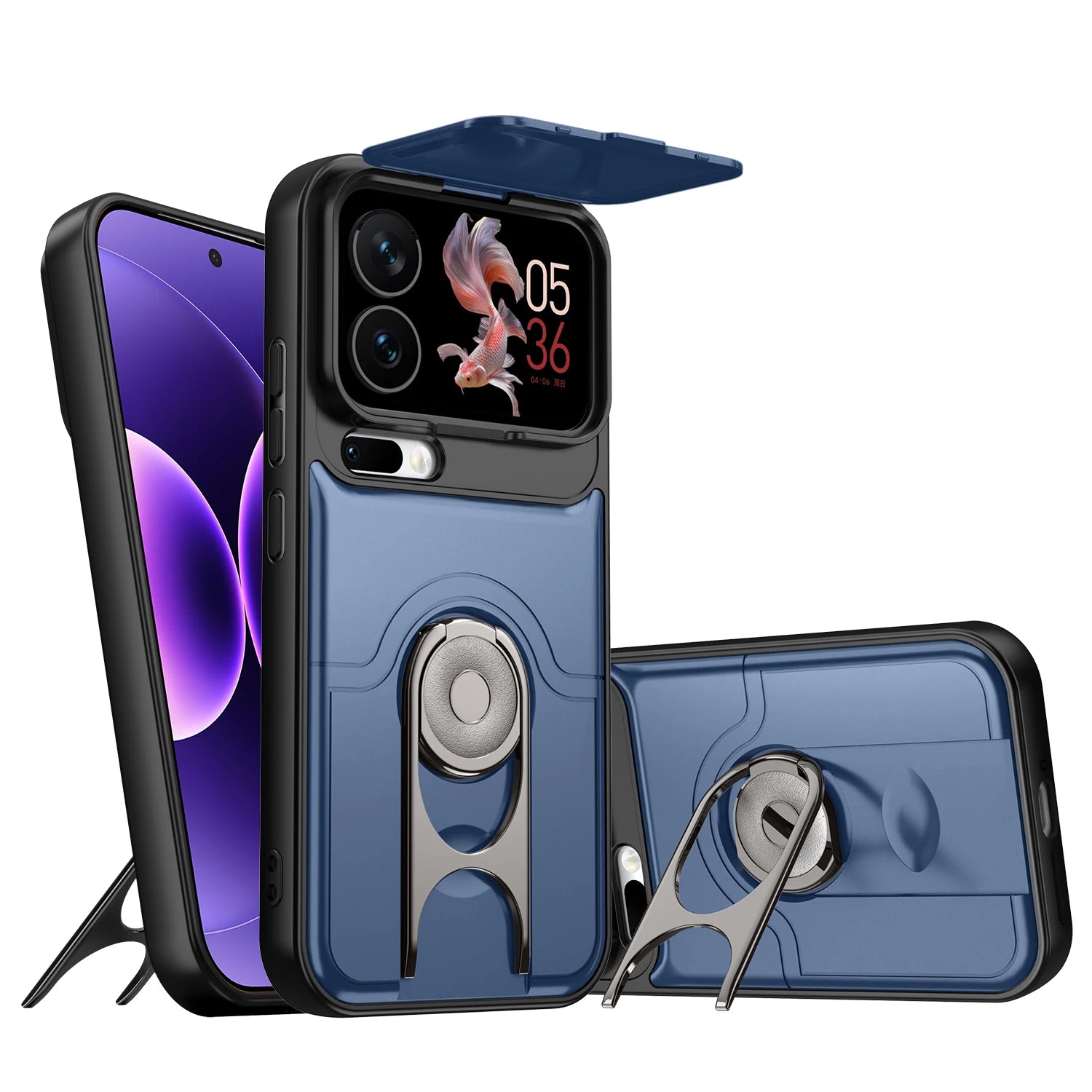 Rugged Case with Ring Stand and Lens Cover for Xiaomi 17 Series