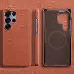 Luxury Cowhide Leather Magnetic Case for Samsung Galaxy S25 Series