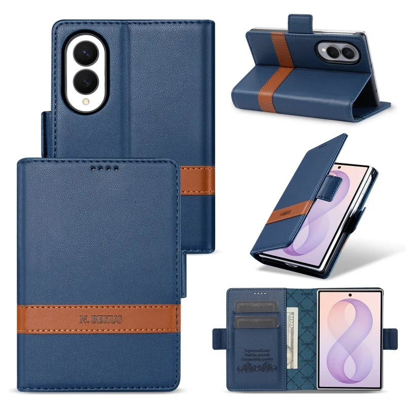 Embossed Leather Flip Wallet Case with Two Card Slots for Samsung Galaxy Z Fold 8