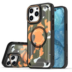 iPhone 15 Series Military Camouflage MagSafe Case with Metal Lens Stand
