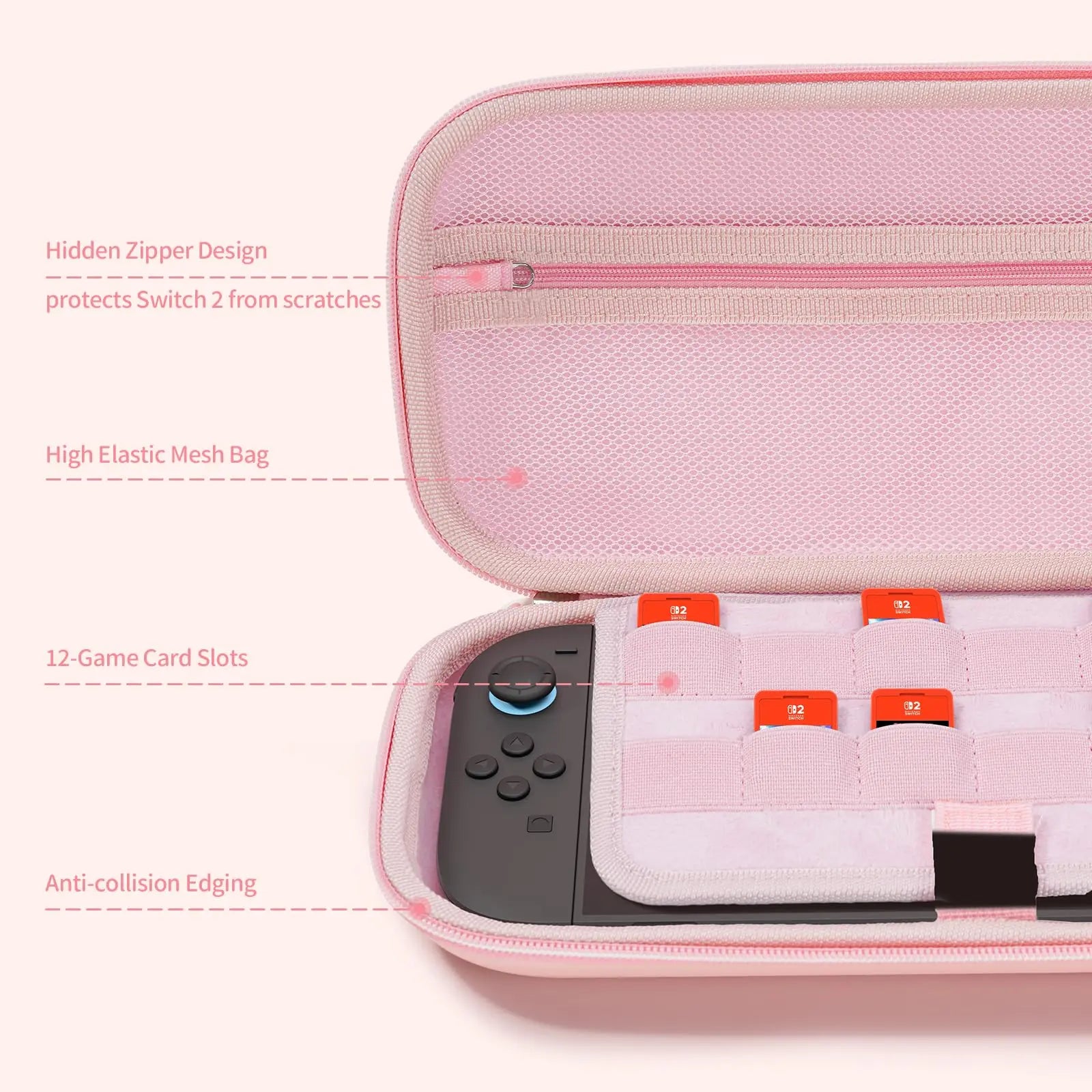Slim Hard-Shell Cat Ear Carrying Case for Nintendo Switch 2 (2025)
