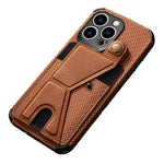Slim Carbon Fiber Leather Wallet Flip Case with Card Holder for iPhone 14 Series