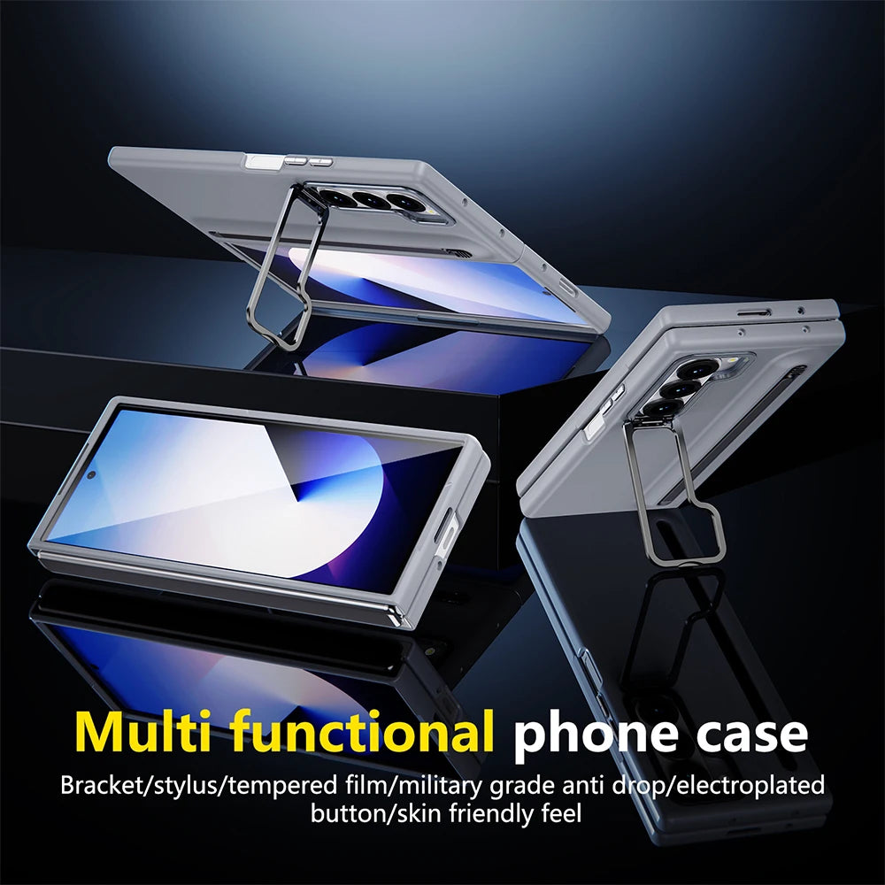 Samsung Galaxy Z Fold 6 Case with Built-in Metal Lens Stand, S Pen Slot & Screen Protector