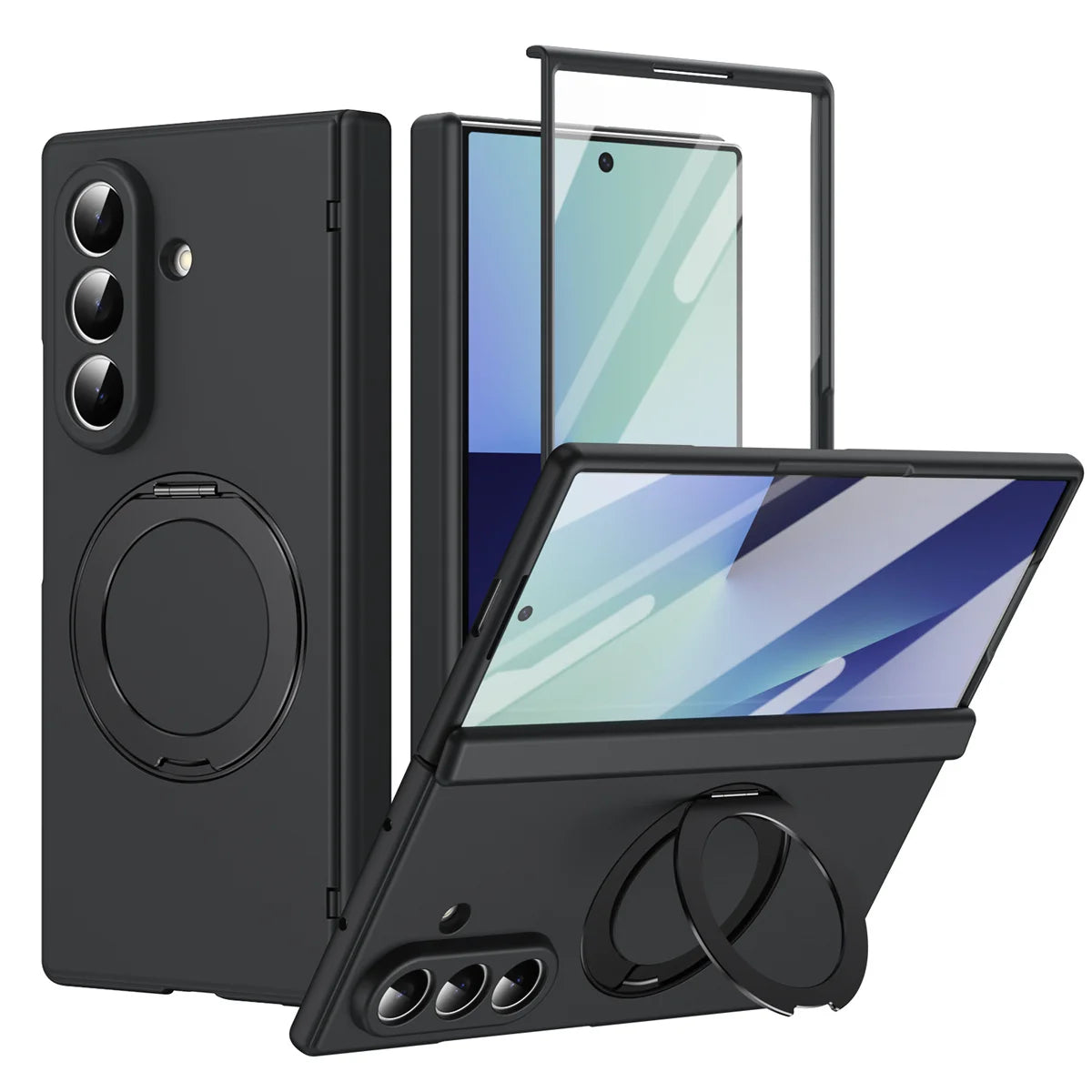 Samsung Galaxy Z Fold 6 Protective Case with 360 Degree Rotating Ring Holder