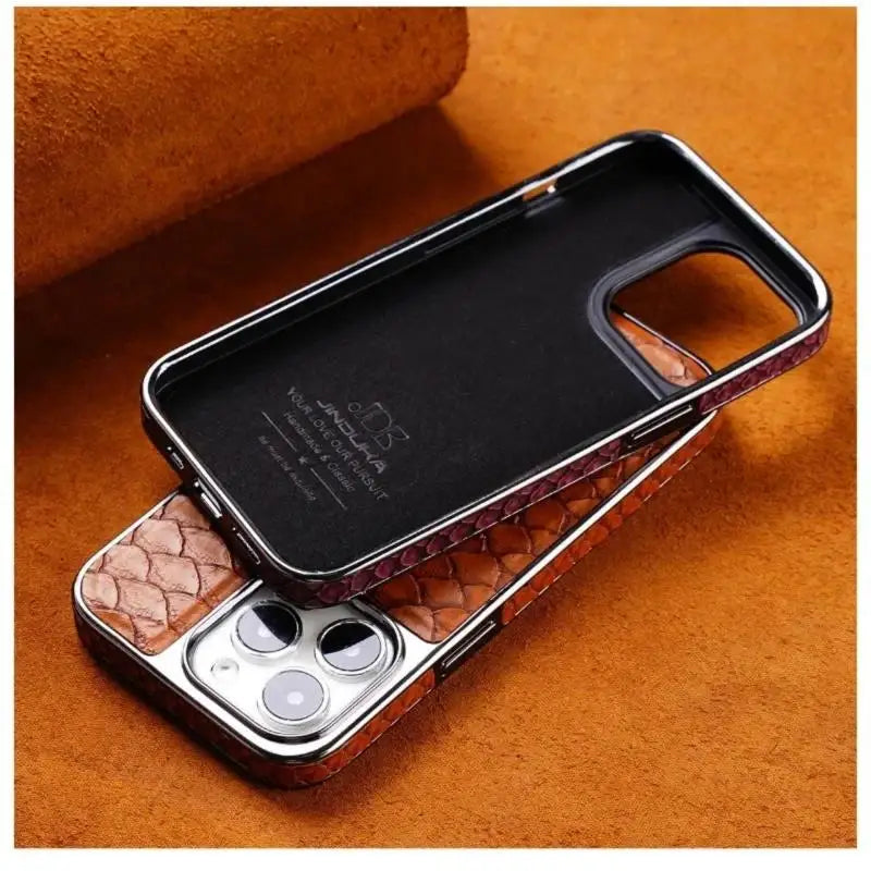 Premium Snake Skin Texture Leather Case for iPhone 16 Series