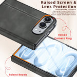 Microfiber Leather Fold Case with Integrated Tempered Glass Screen Protection for iPhone Duo