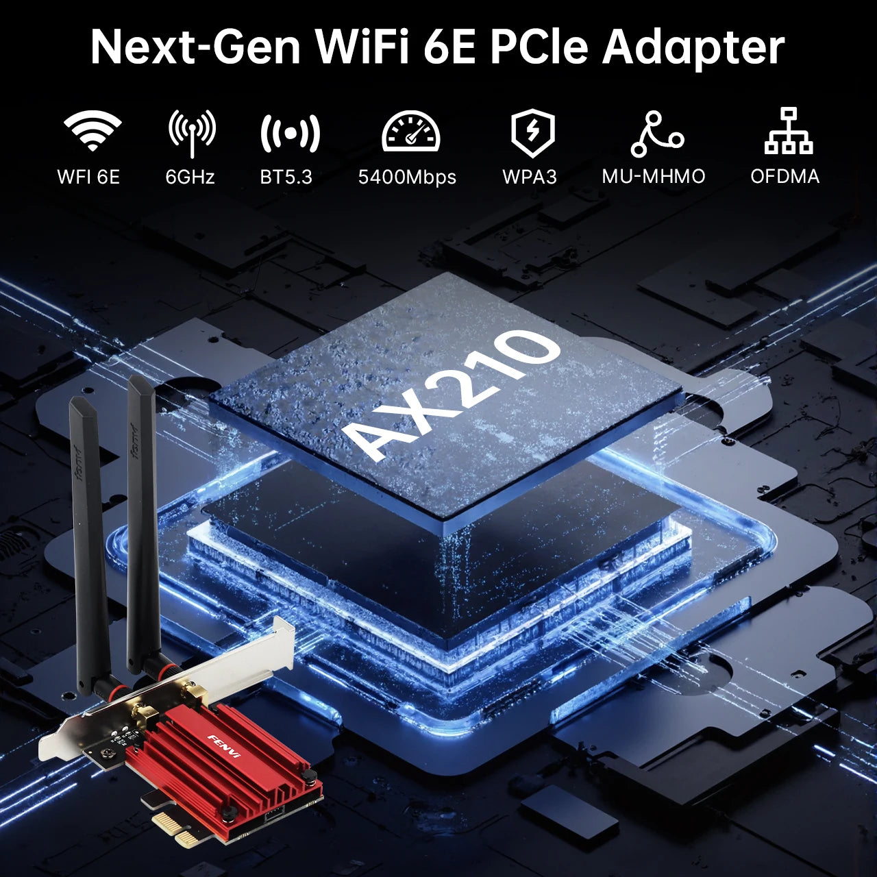 Fenvi AX210 Tri-Band WiFi 6E PCI-E Adapter