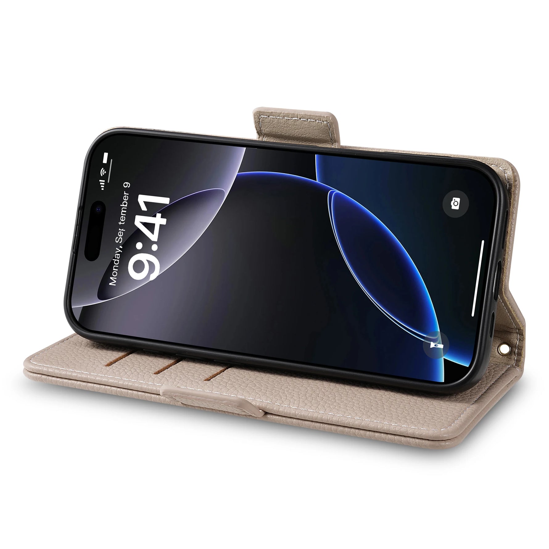 Flower Leather Wallet Case with Card Holder & Strap for iPhone 16 Series