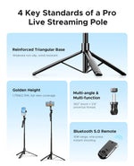 ORICO 2.15m Aluminum Selfie Stick Tripod Bluetooth Remote