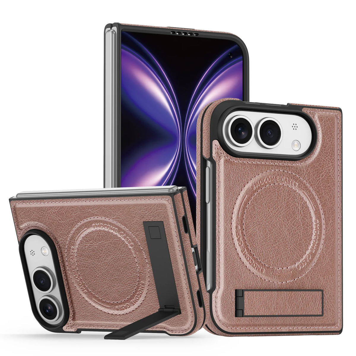 Leather Kickstand Case with MagSafe Alignment Ring for iPhone Duo