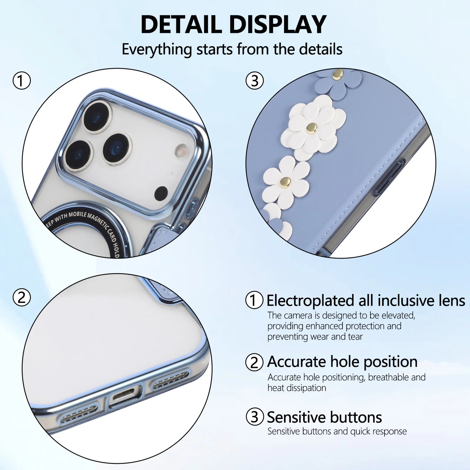 Elegant 3D Flower MagSafe Leather Flip Wallet Case for iPhone 17 Series