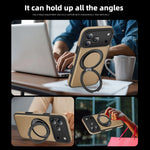 Premium Leather MagSafe Case for iPhone 17 Series with 360° Rotating Ring Stand