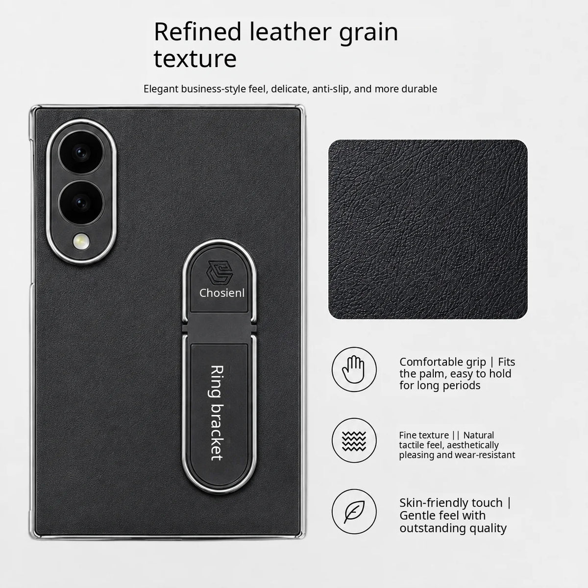 Leather Case with Ring Bracket for Samsung Galaxy Z Fold 8