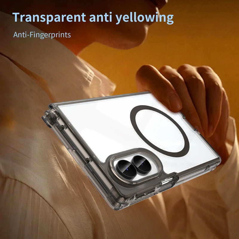 Transparent Anti-Fingerprint Case with Magnetic Ring for Samsung Galaxy Z Fold 8