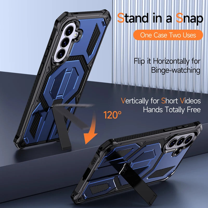 Shockproof PC+TPU Kickstand Case with Magnetic Ring for Samsung Galaxy A17