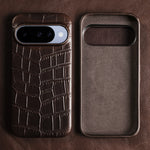 Crocodile-Embossed Leather Camera Protection Case with Raised Lens Ring for Google Pixel 10 Series
