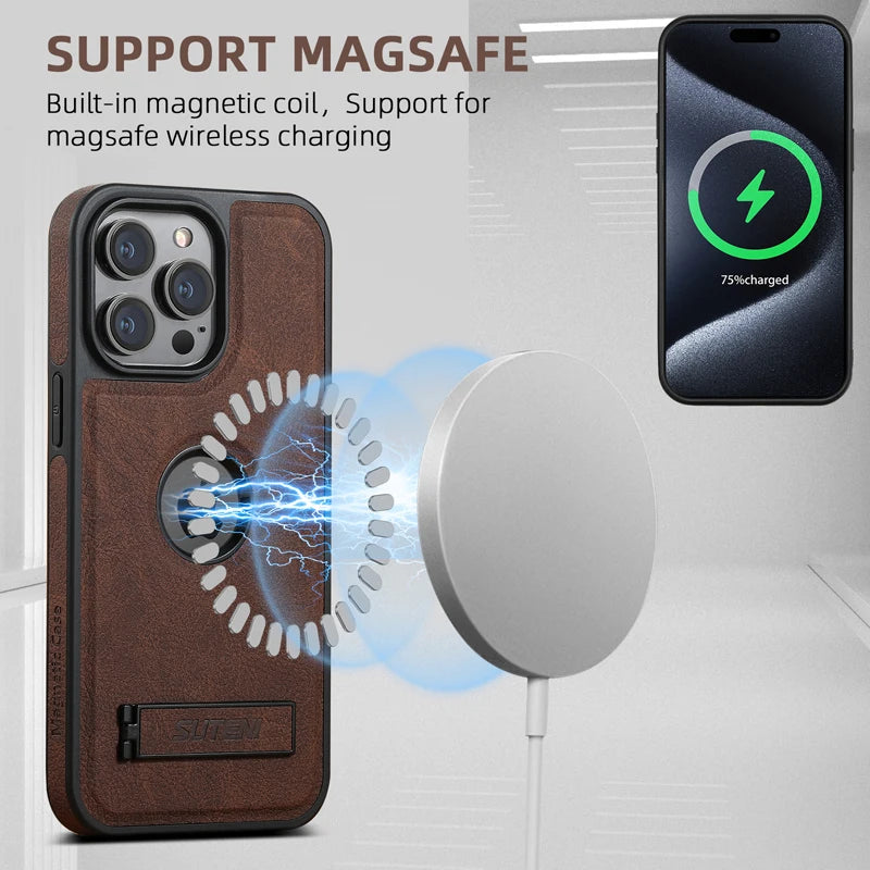 Lichee Pattern PU Leather Kickstand Case for iPhone 14 Series
