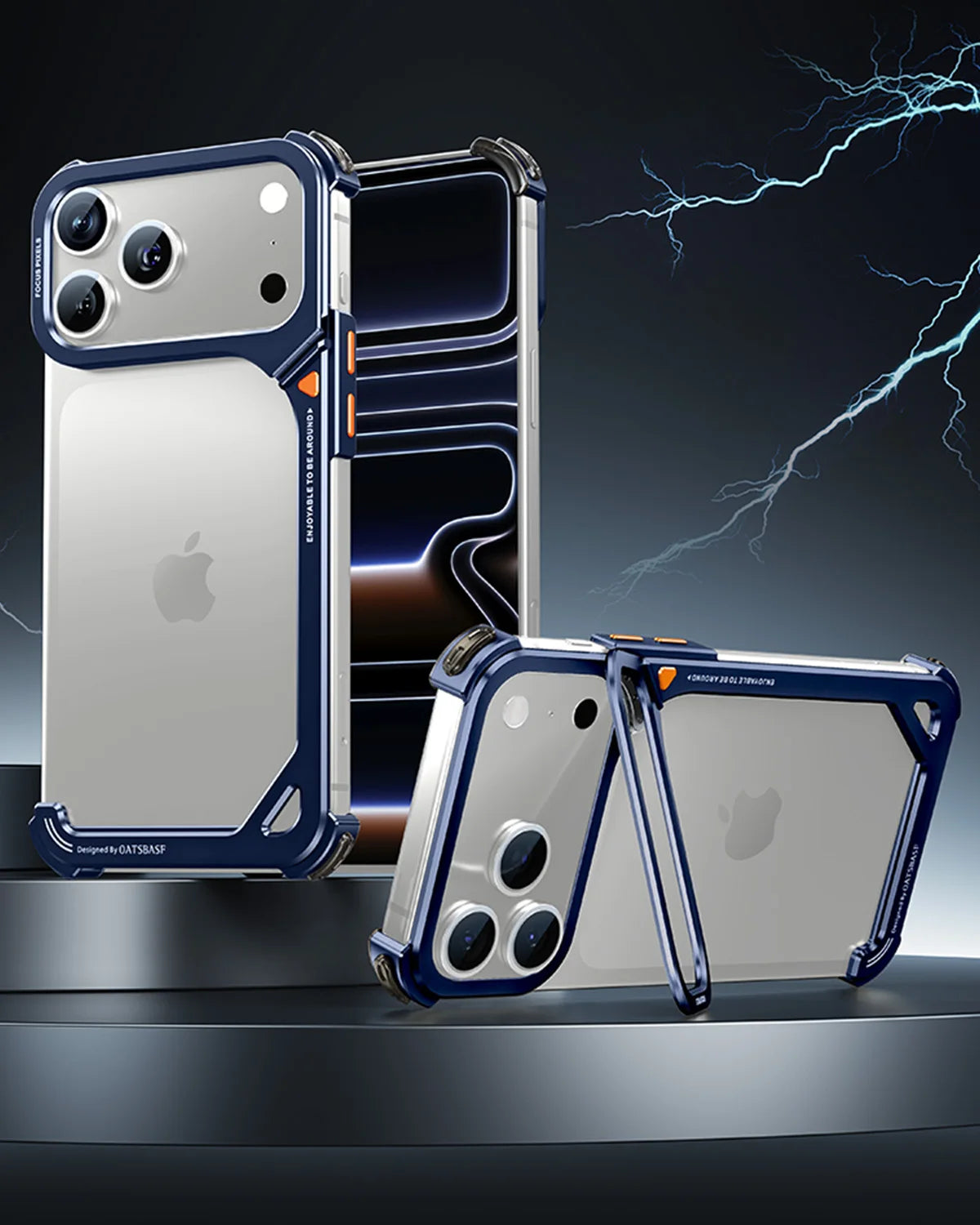 Metal Frameless Kickstand Case with 90° Adjustable Hidden Stand for iPhone 17 Series