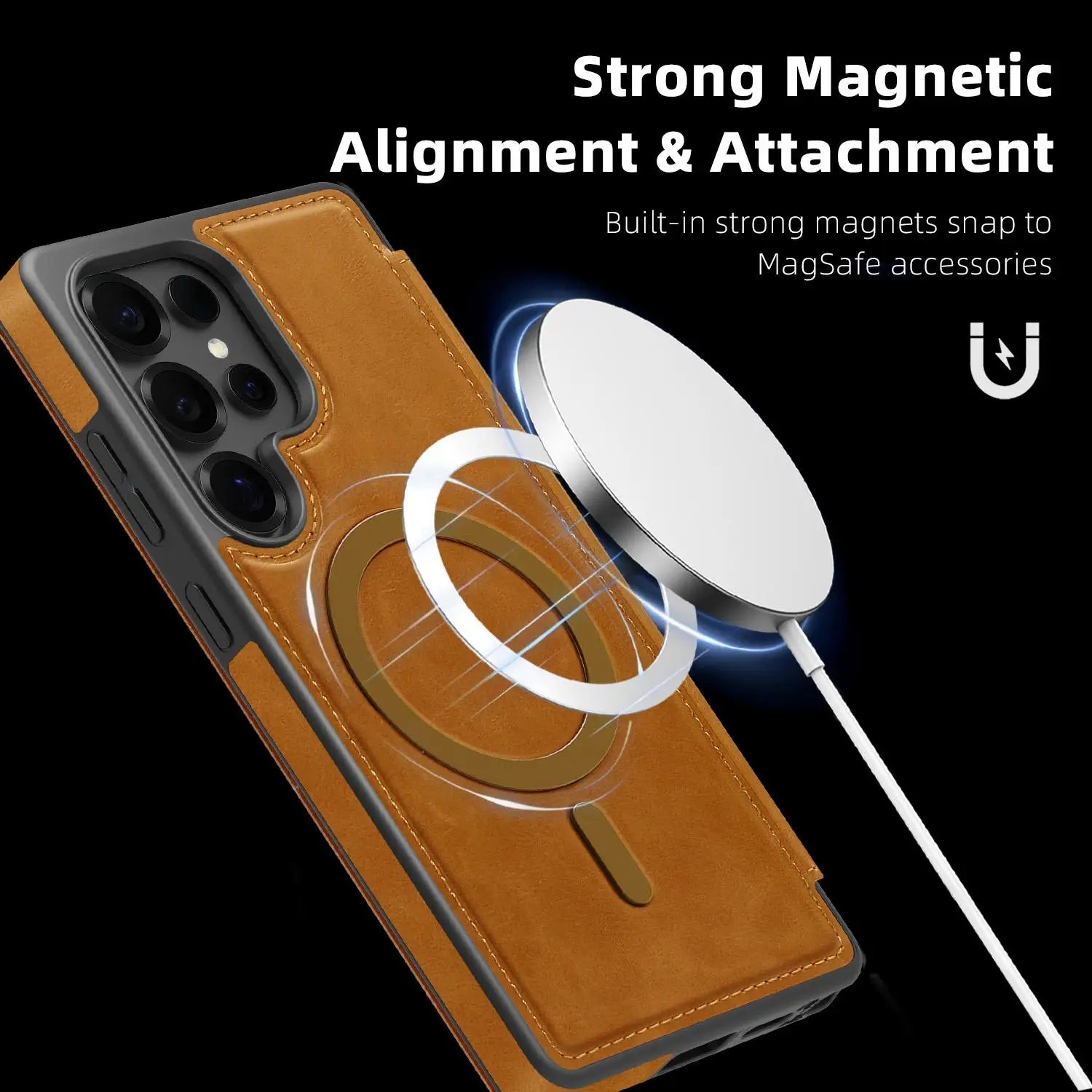Samsung Galaxy S24 Ultra Protective Magnetic Flip Case with Card Slot