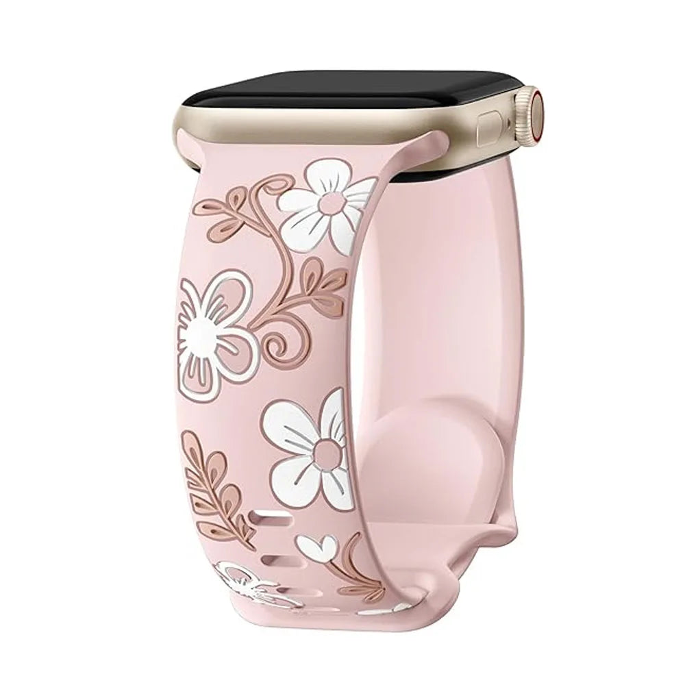 Floral Engraved Silicone Strap for Apple Watch