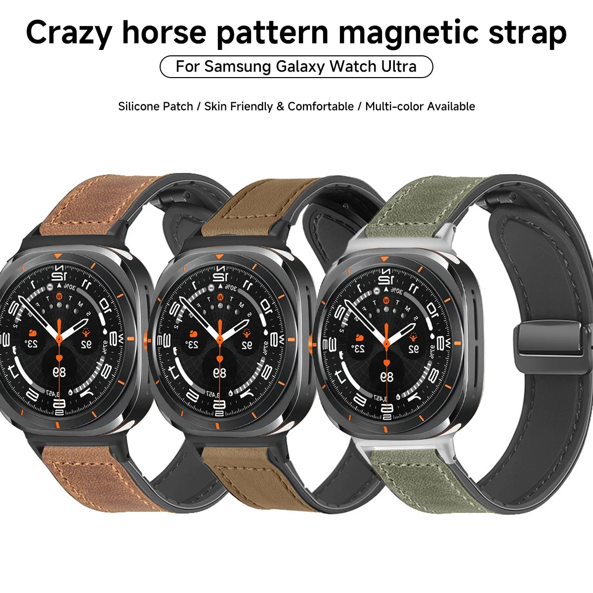 Hybrid Leather Silicone Bracelet for Samsung Galaxy Watch 8 / Galaxy Watch 8 Classic