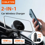 CABLETIME Magnetic Car Phone Holder with 15W Wireless Charging