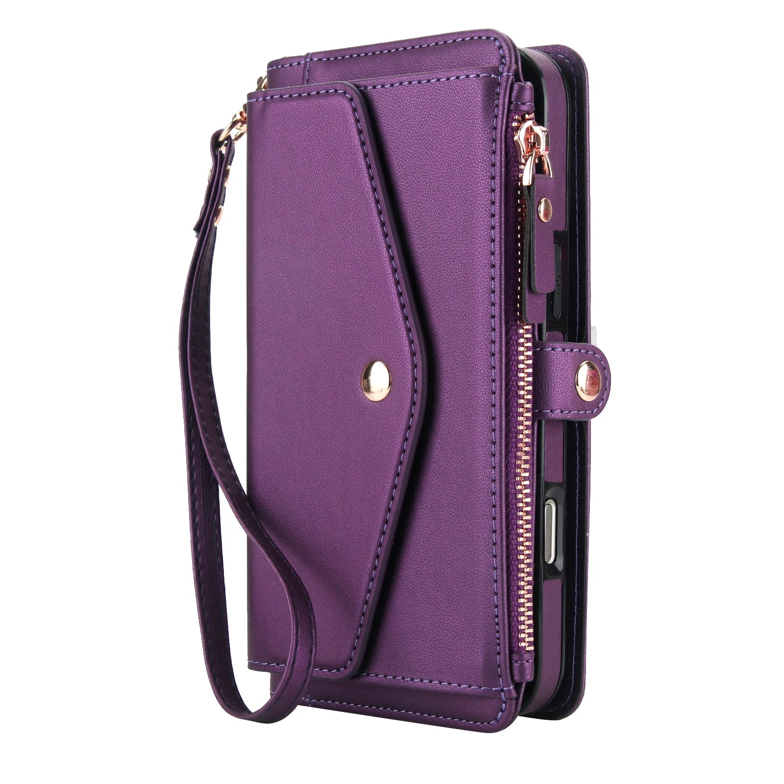 Detachable MagSafe Leather Crossbody Case with Zippered Flip Wallet & Card Slot for iPhone 17 Series