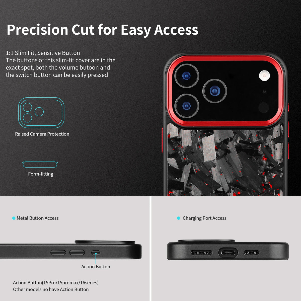 Carbon Fiber MagSafe Case with Metal Camera Ring for iPhone 17 Series