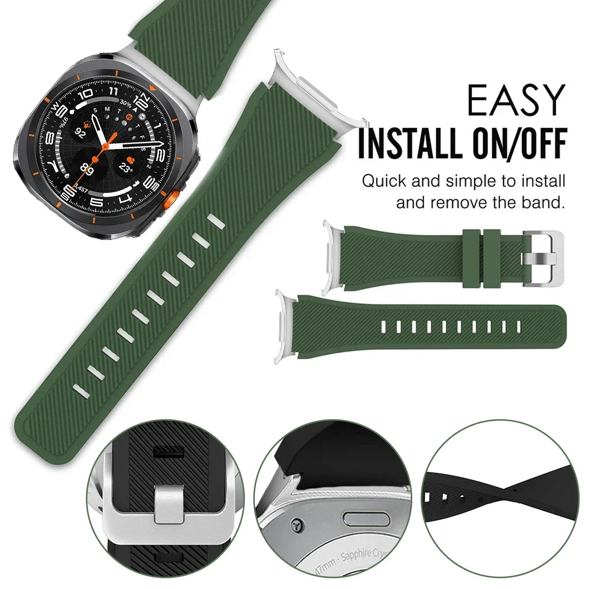 Sports Silicone Strap for Samsung Galaxy Watch Ultra and Samsung Galaxy Watch Ultra (2025)