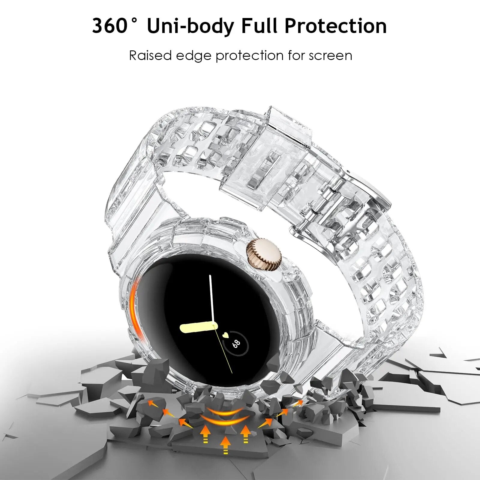 Transparent Case + Soft TPU Band for Google Pixel Watch 2