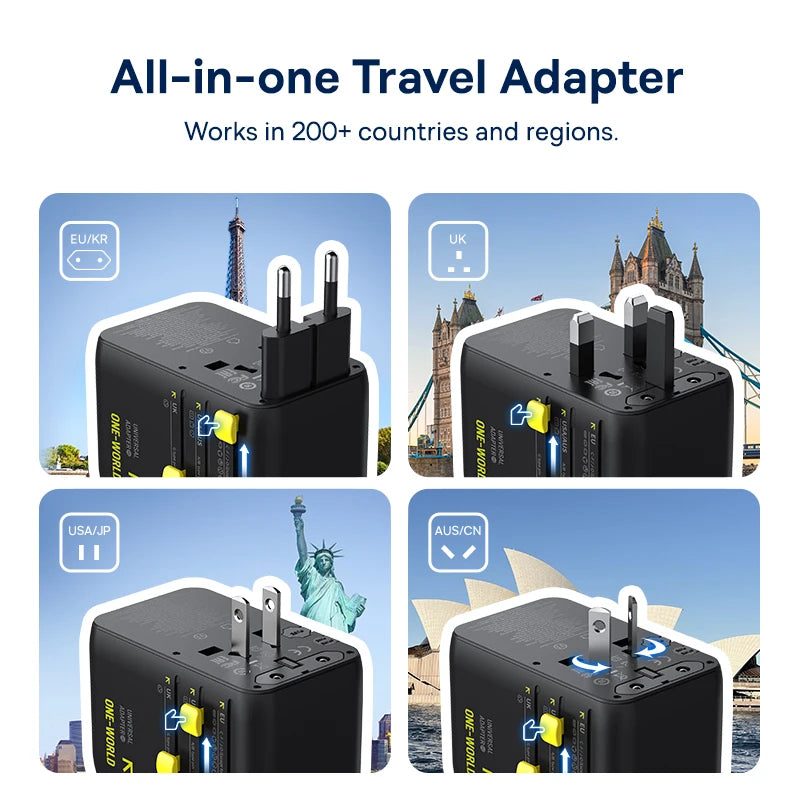 Baseus 45W GaN Travel Charger with Retractable USB Cable