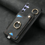 Leather Card Holder Case with 360° Rotating Ring Kickstand for Samsung Galaxy S26 Series
