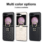 Matte Leather Ring Holder Case for Samsung Galaxy Z Flip 5