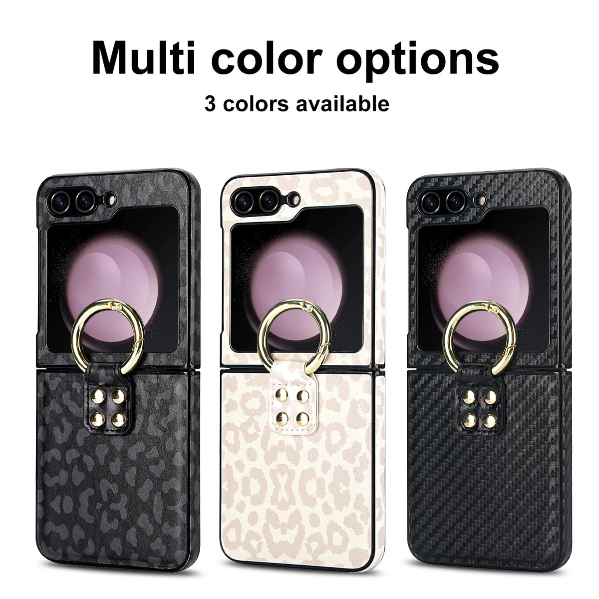 Matte Leather Ring Holder Case for Samsung Galaxy Z Flip 5