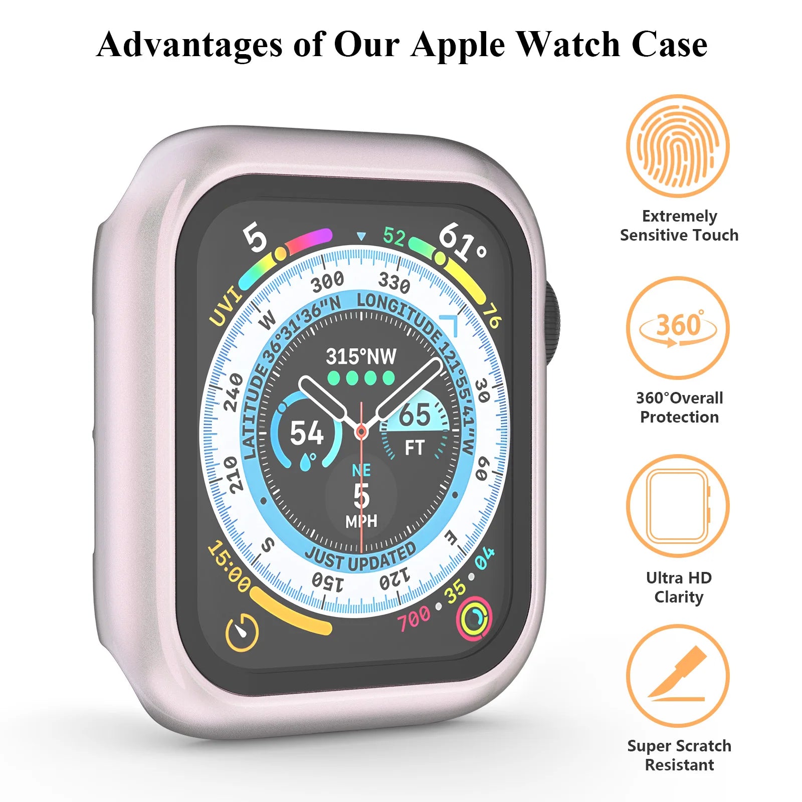 PC Colorful Watch Case with Tempered Glass for Apple Watch