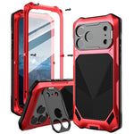 Metal Full-Body Case with Tempered Glass and Camera Stand for iPhone 17 Series