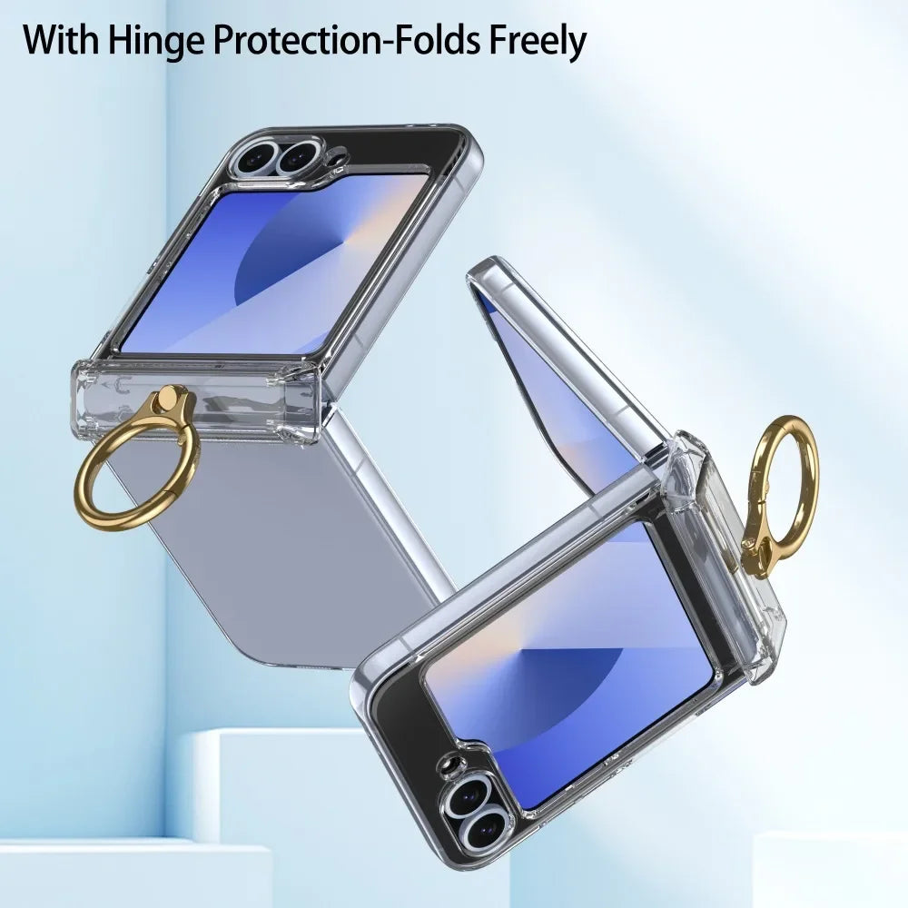 Luxury Hard Protective Case with Ring for Samsung Galaxy Z Flip 6