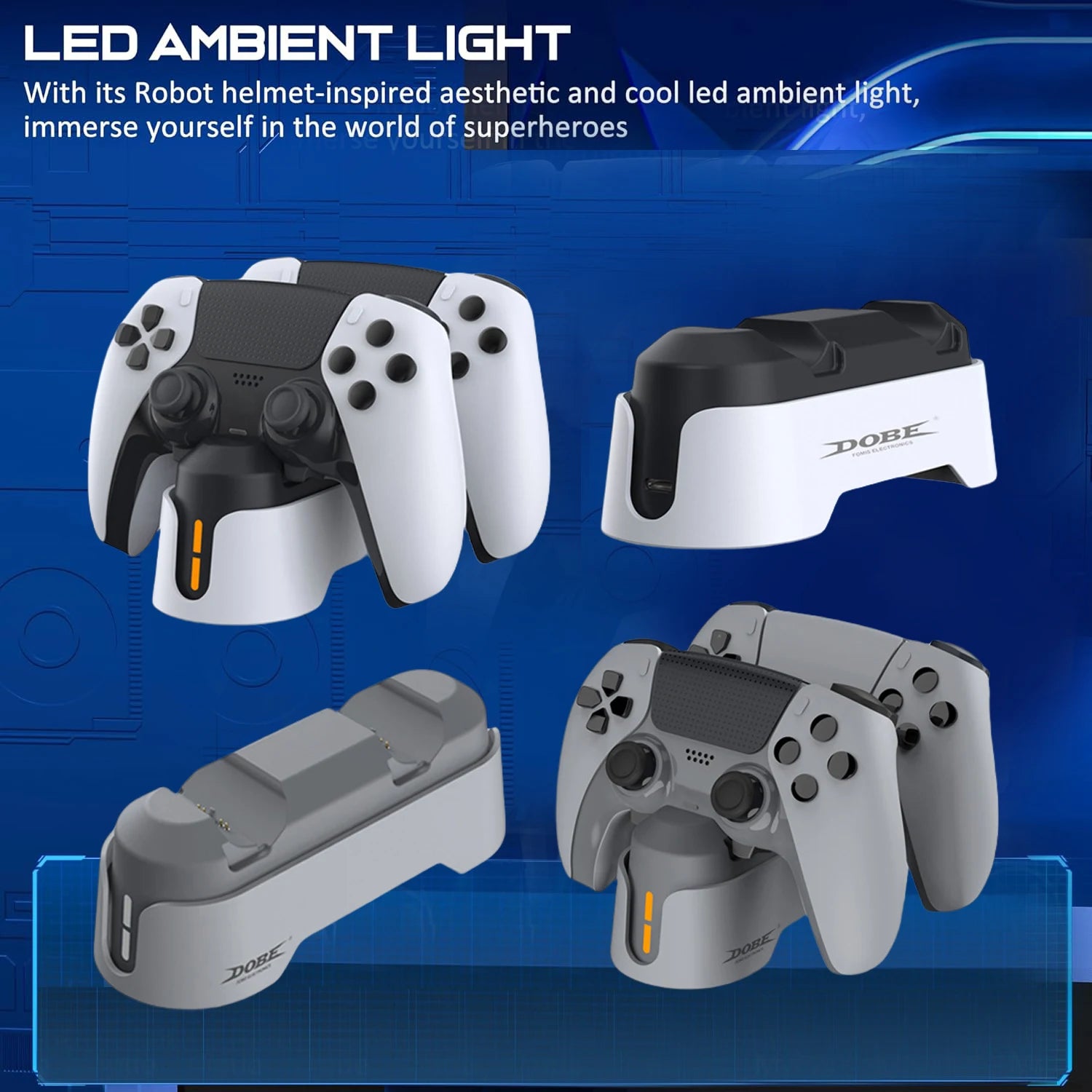 Dual Controller Charging Station for PS5 DualSense & Edge Controllers