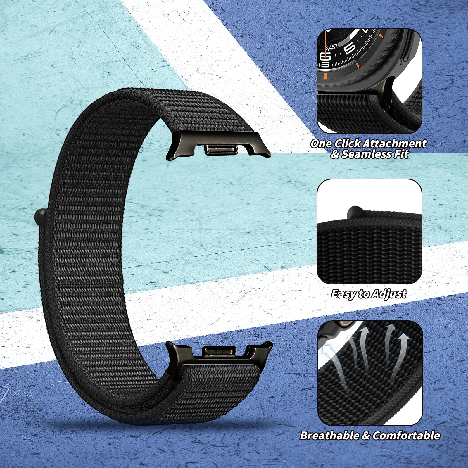 Breathable Nylon Loop Strap for Samsung Galaxy Watch 8 and  Galaxy Watch 8 Classic