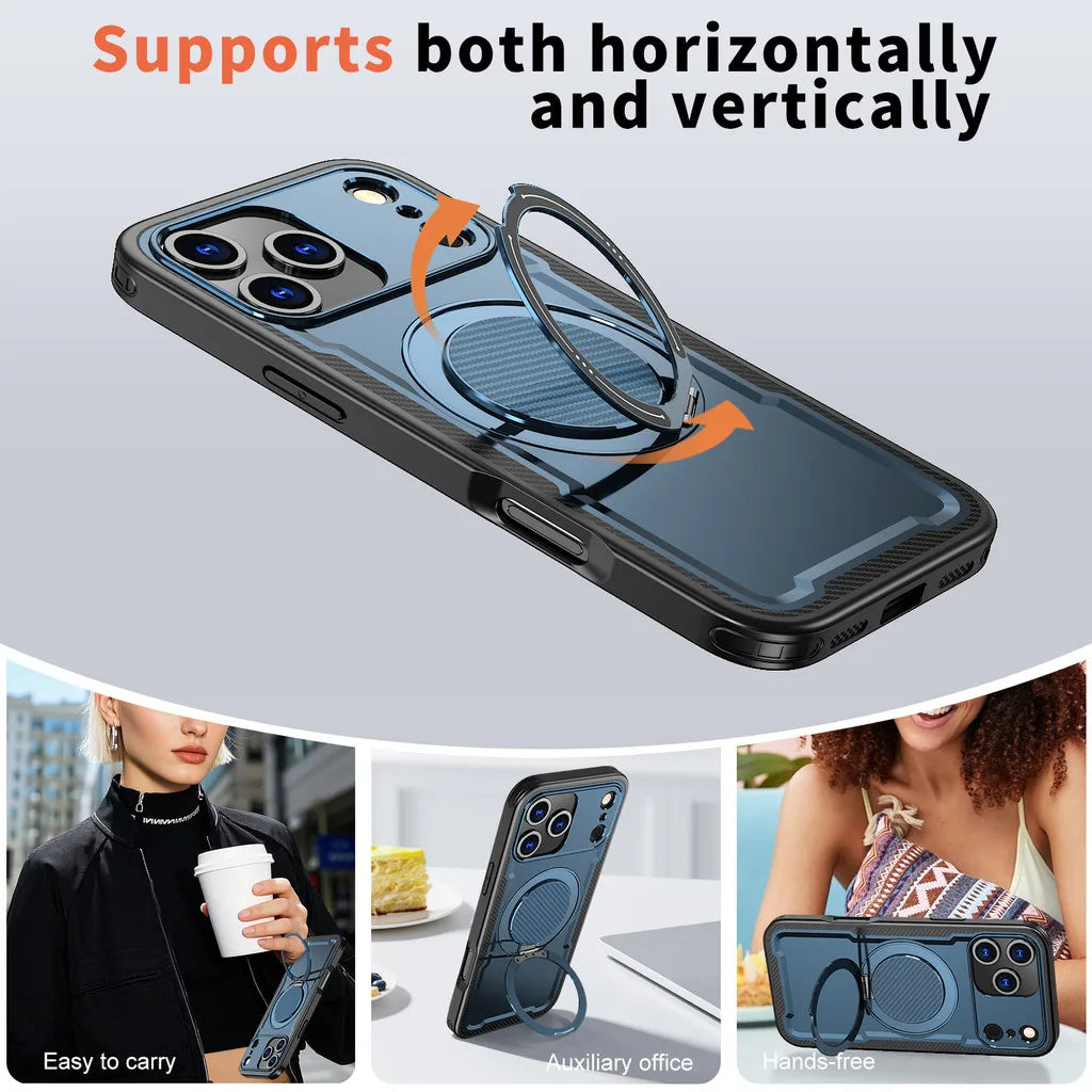 Shockproof MagSafe Case with Rotating Kickstand for iPhone 17 Series