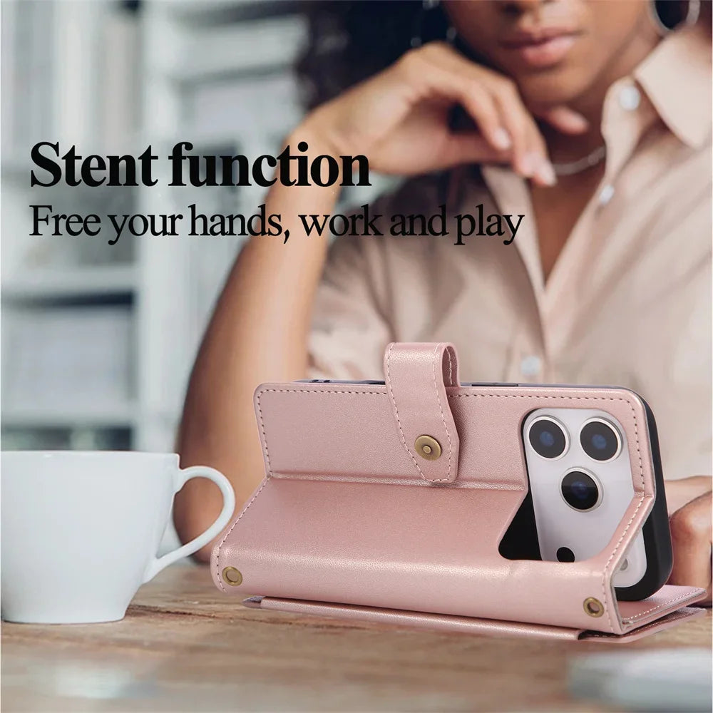 iPhone 17 Series Crossbody Purse Case with Wrist Strap