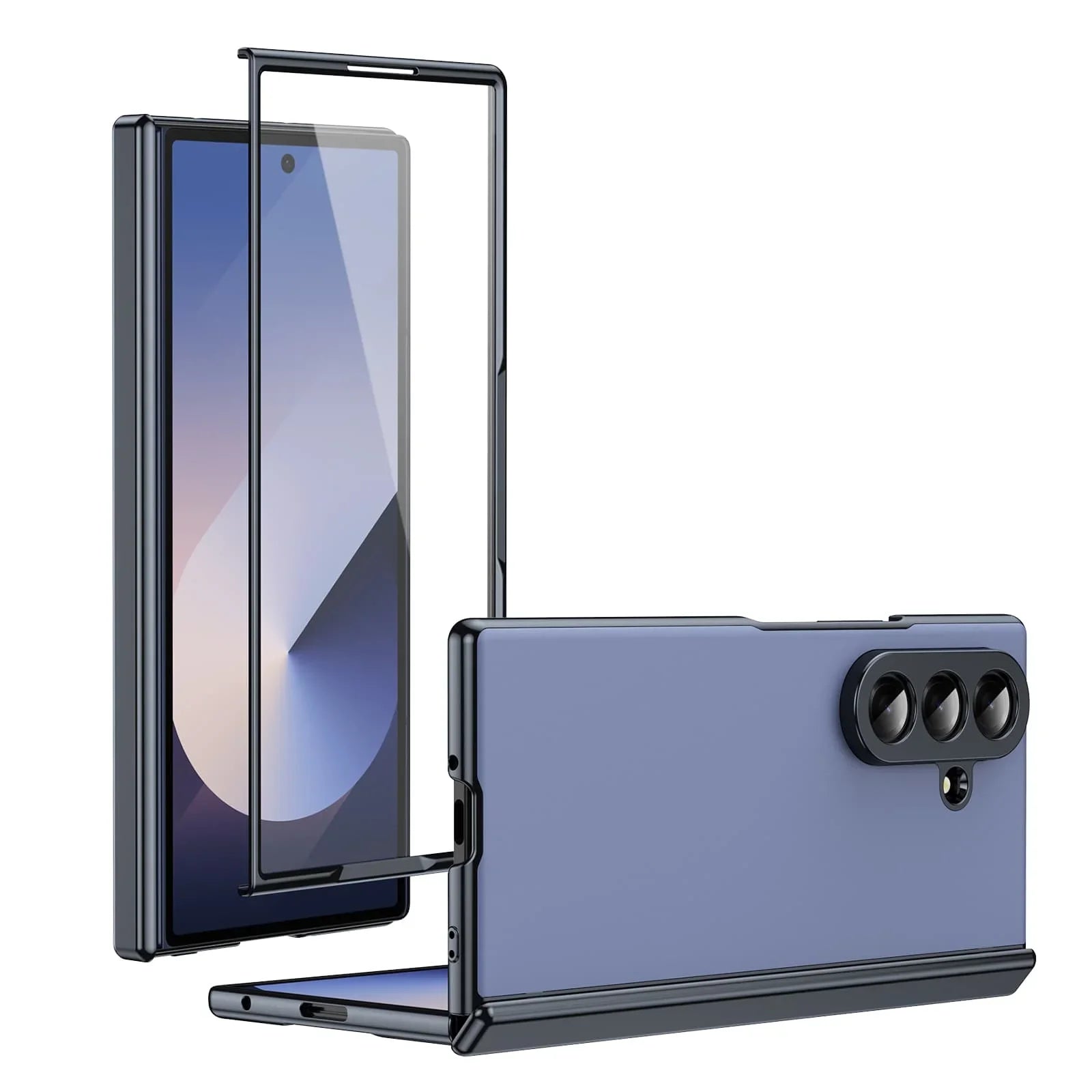 Samsung Galaxy Z Fold7 Matte Leather Case with Gold Edges & Durable Film