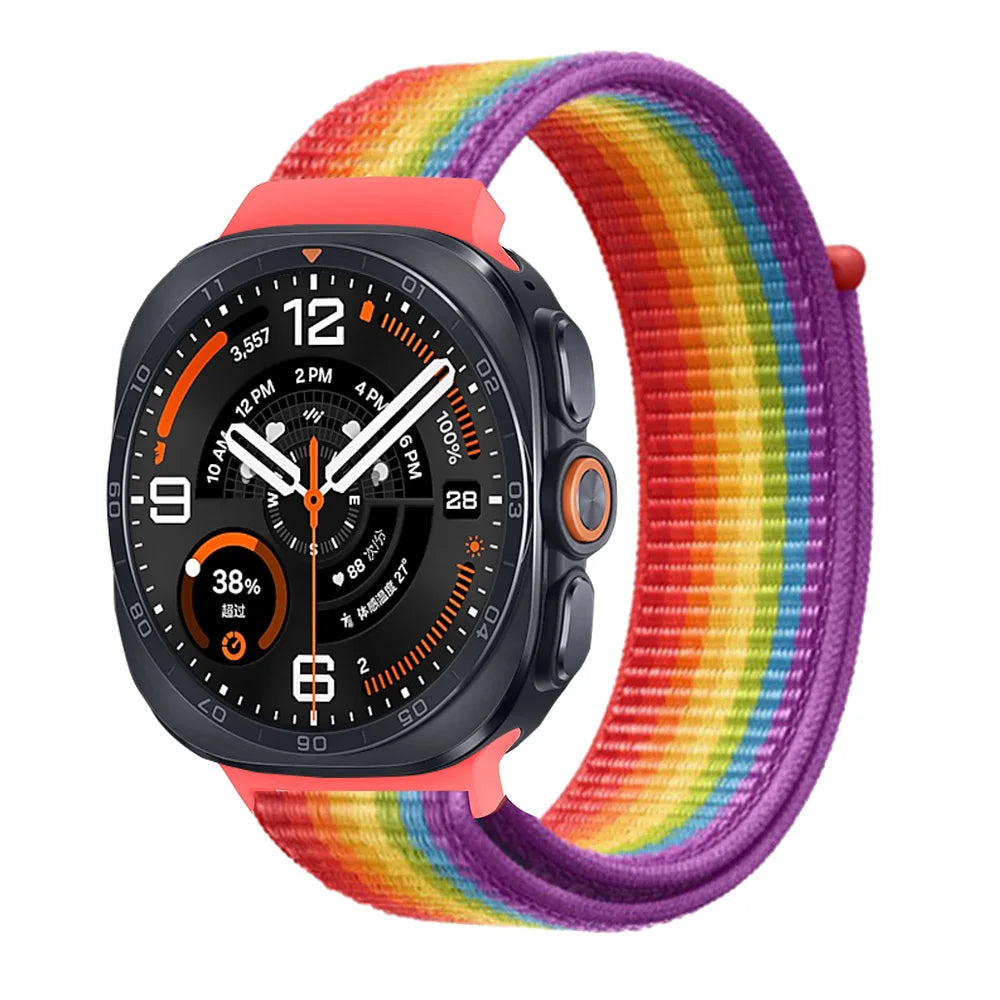 Breathable Nylon Weave Watchband with Hook-and-Loop Closure for Samsung Galaxy Watch Ultra 2
