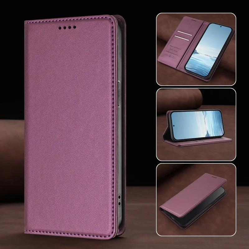Samsung Galaxy S26 Series Leather Wallet Cover with Magnetic Closure