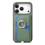 Premium 2-in-1 Carbon Fiber Pattern MagSafe Case with Built-In Card Slot & Ring Holder for iPhone 17 Series