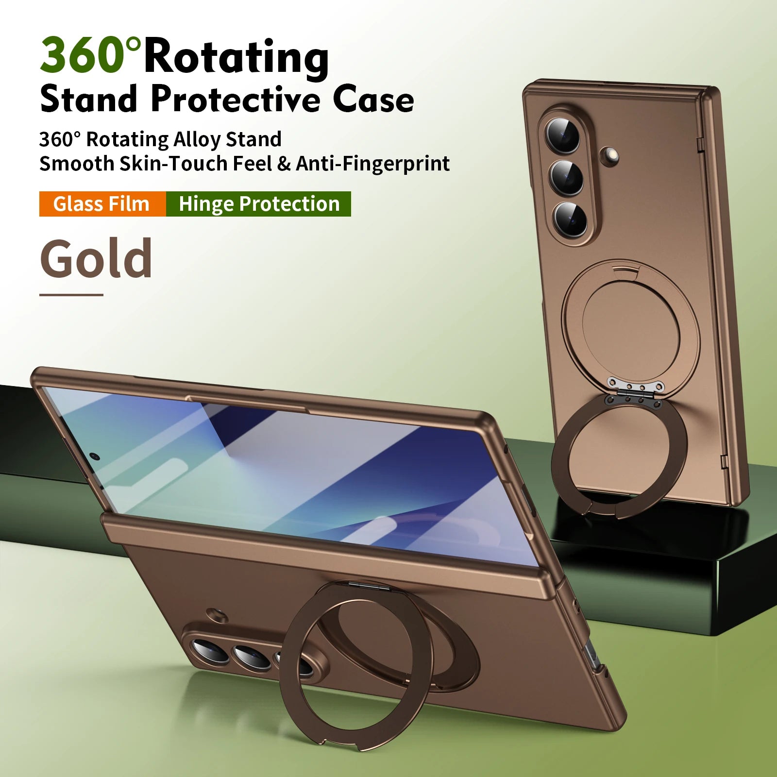 Samsung Galaxy Z Fold 6 Protective Case with 360 Degree Rotating Ring Holder