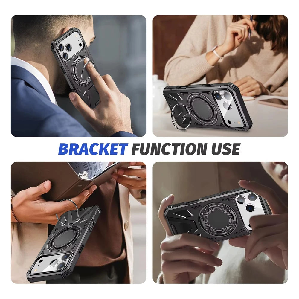 Shockproof MagSafe Case with Built-In Ring Stand for iPhone 17 Series